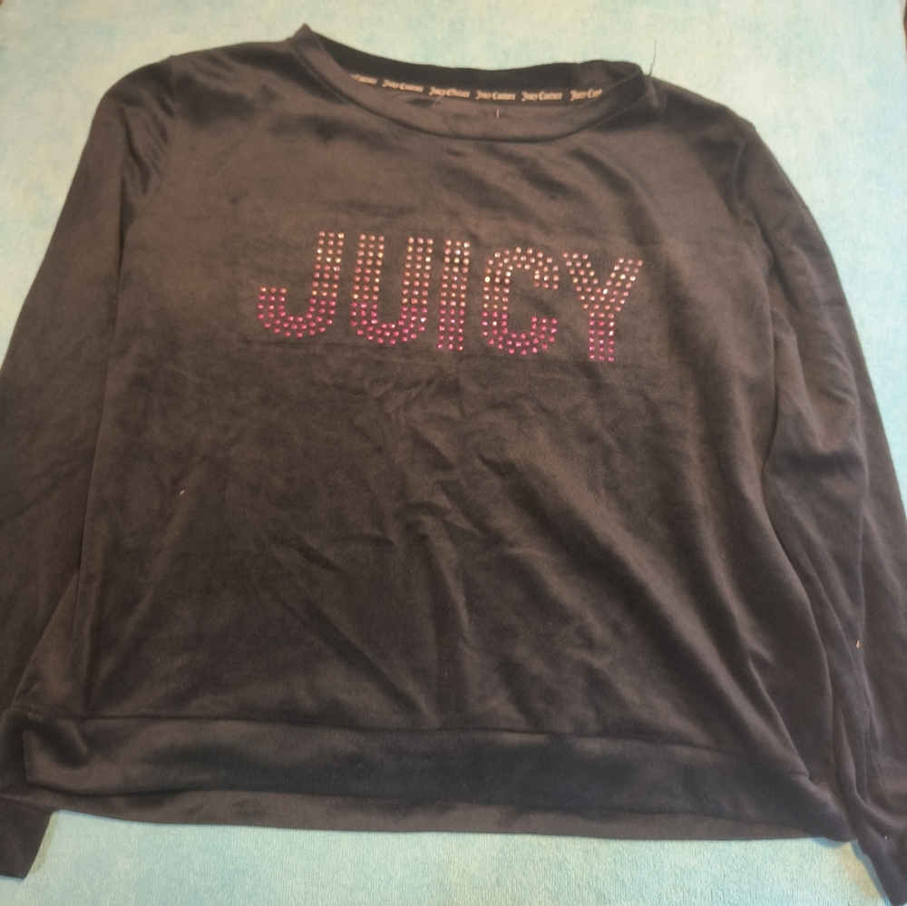 Y2k Juicy Couture Black Top with Pink Embellishments
